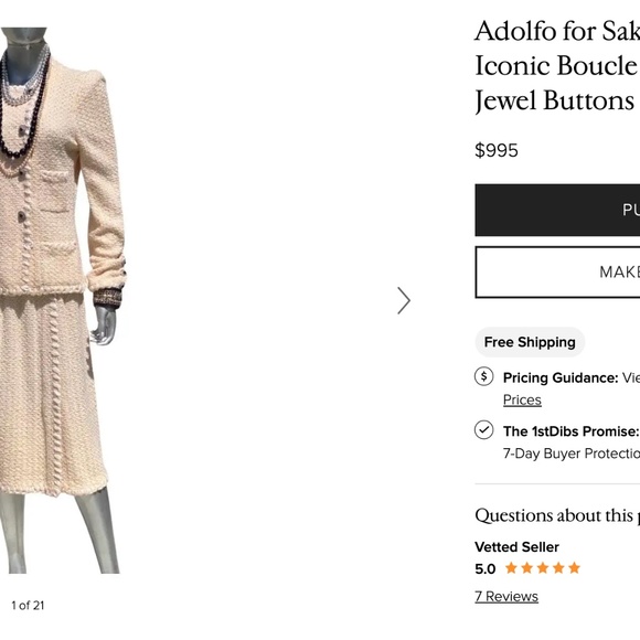 Vintage Adolfo Women’s Boucle Suit With Silk Blouse. EUC. - Picture 7 of 8